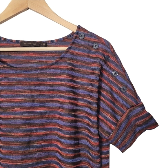 The Limited Multicolored Striped Short Sleeve Blouse - Picture 2 of 8